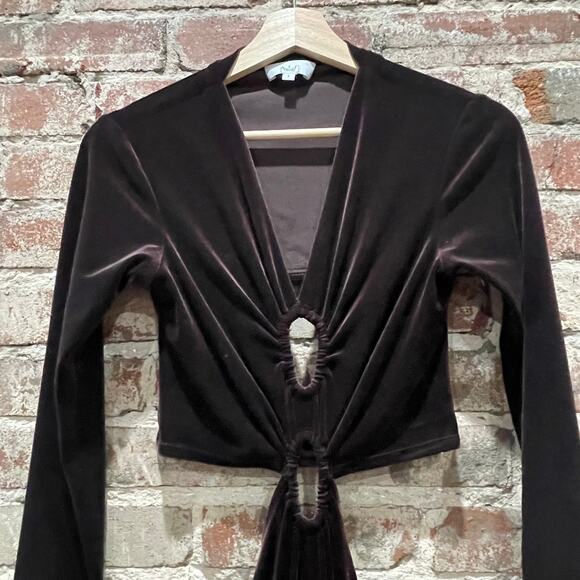 A.L.C Maeve Women's Draped Velvet Dress With Cut Out Details in Brown Size 4 - Picture 7 of 12